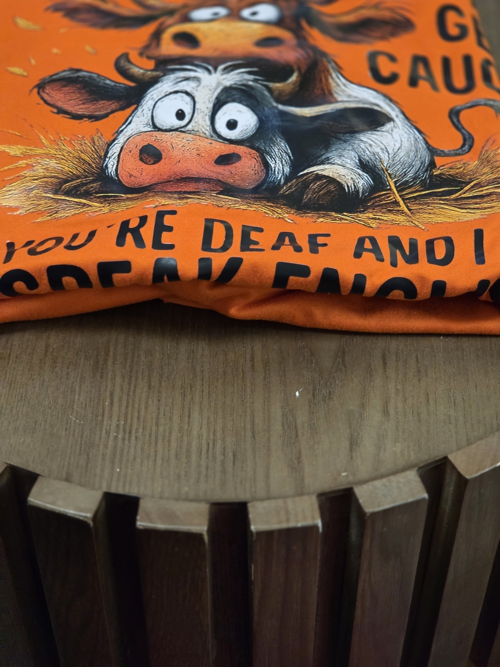 Orange Graphic Cow T-Shirt